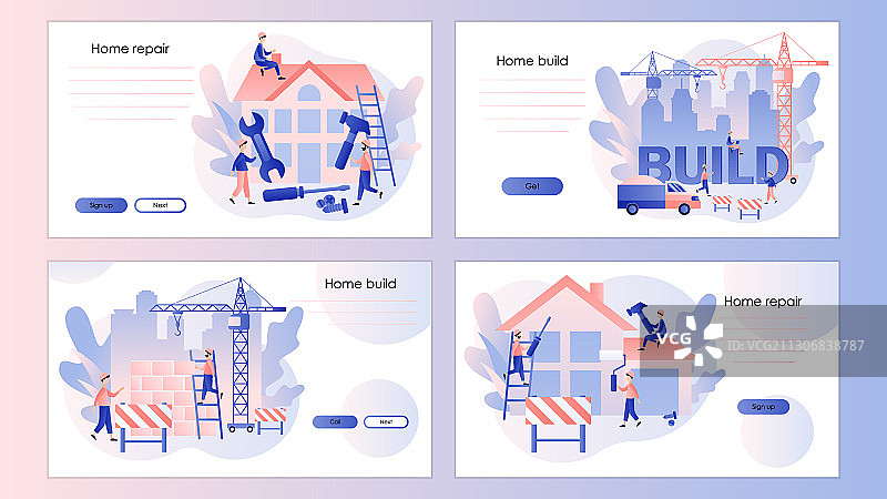 现代建筑建造和房屋维修概念图片素材