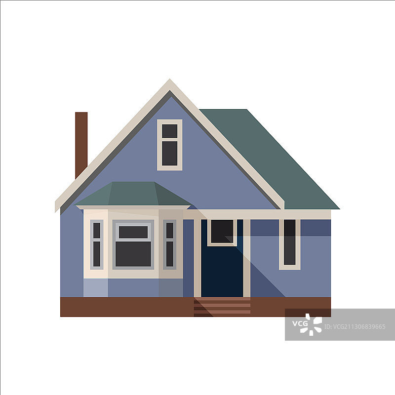 扁平风格的蓝色房子图片素材