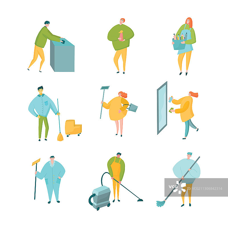 专业清洁人员擦拭图片素材