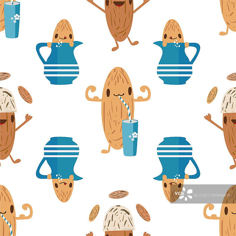 可爱杏仁奶无缝图案图片素材