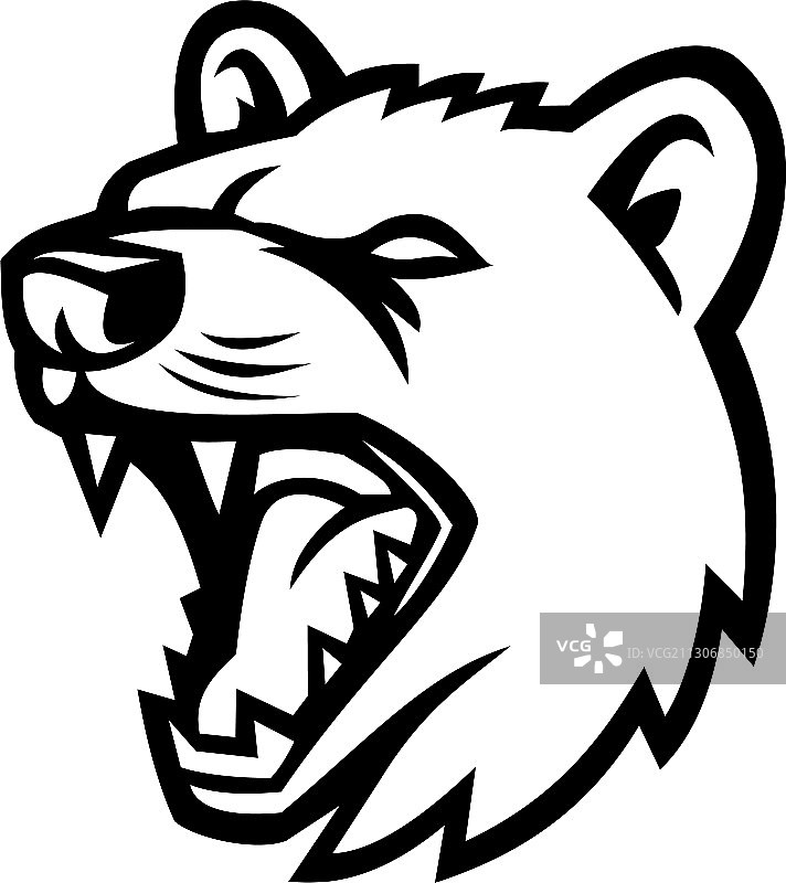 塔斯马尼亚恶魔头像吉祥物黑白图片素材