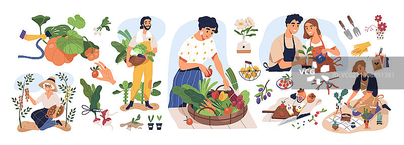 人们享受园艺图片素材