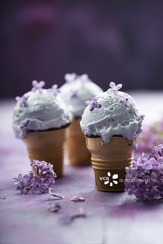 纯素华夫饼：紫丁香米饭图片素材