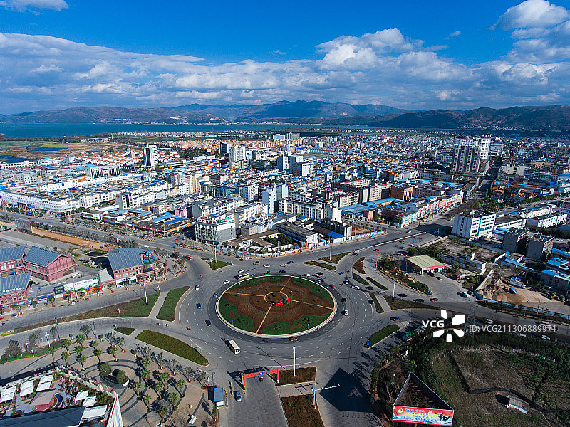 云南省玉溪市江川区城市全景图片素材
