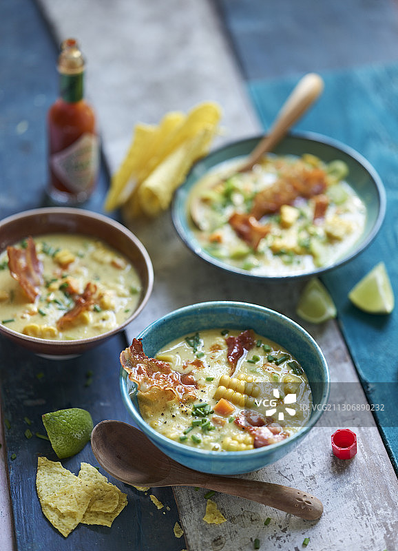 德克萨斯-墨西哥风味培根奶油玉米汤图片素材