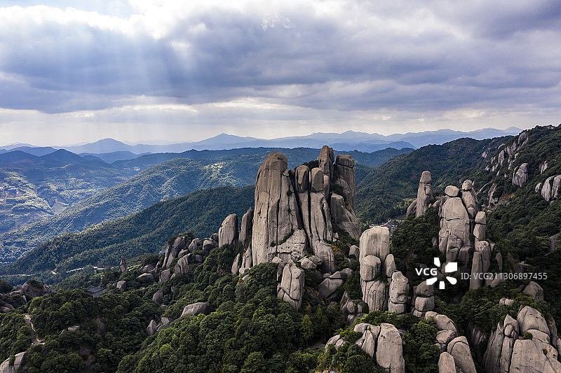 中国福建省宁德市福鼎市太姥山景区航拍图片素材