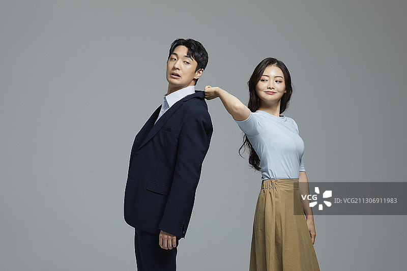 韩国情侣的冲突与争吵图片素材