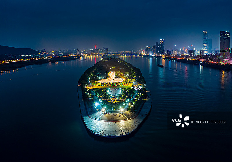 长沙橘子洲夜景图片素材