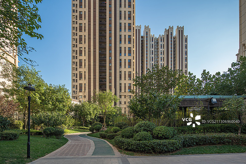 高端住宅小区景观图片素材