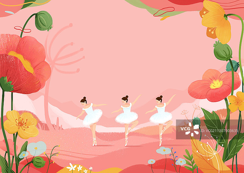 粉色的春天芭蕾女孩图片素材