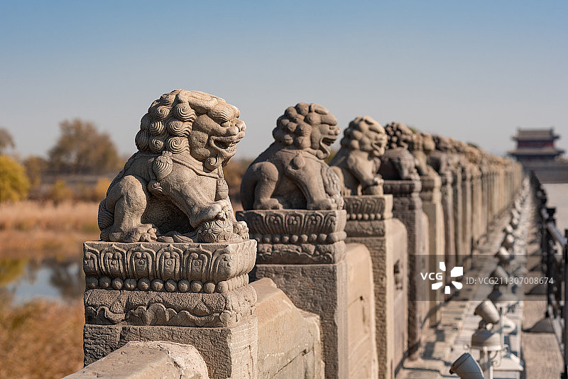 卢沟桥和宛平城楼图片素材