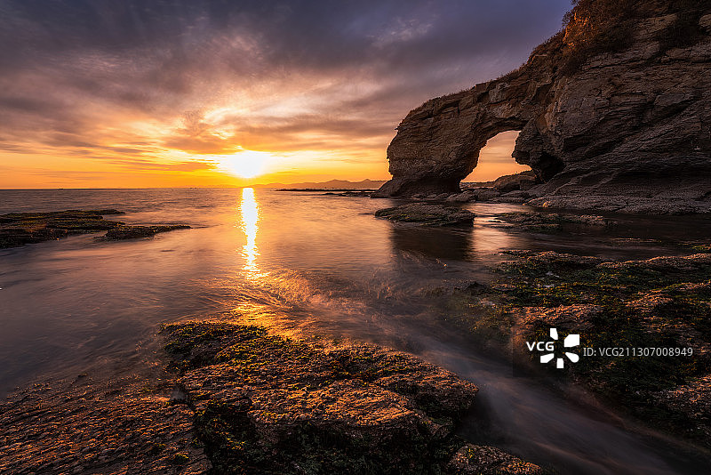 大连金石滩日落图片素材