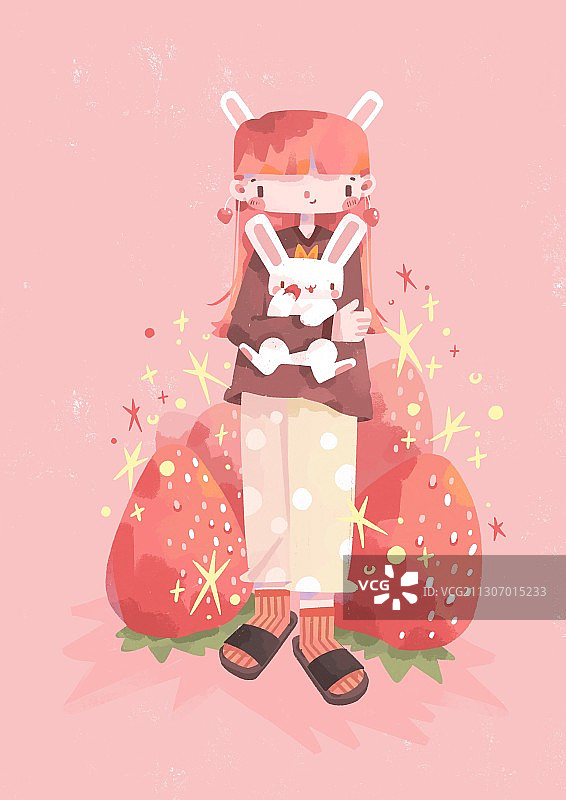 草莓女孩图片素材