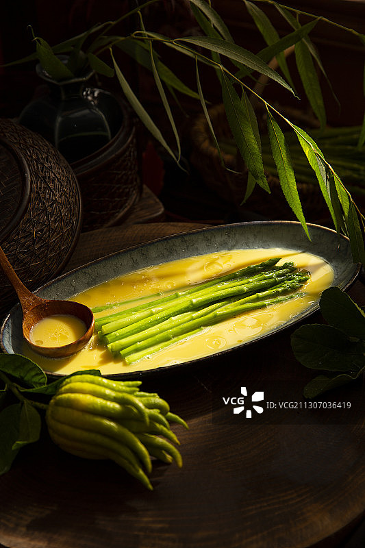 中华美食上汤芦笋和佛手静物图片素材
