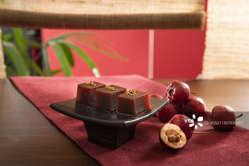 中华小吃山楂糕和山楂静物图片素材