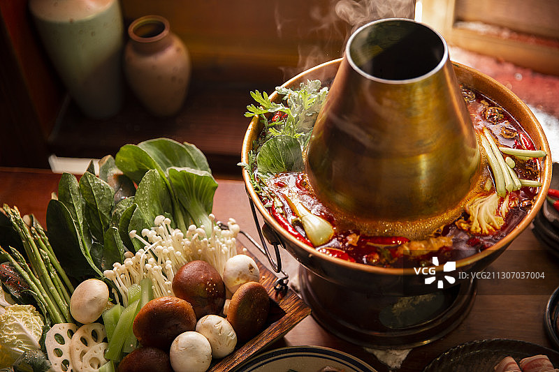 中华美食春节麻辣火锅涮肉静物图片素材