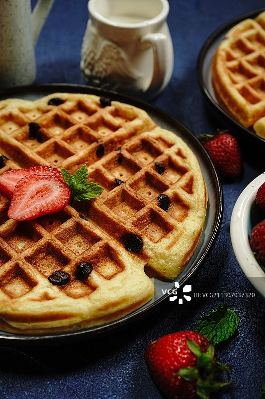 从高角度拍摄的华夫饼，位于美国宾夕法尼亚州西切斯特图片素材