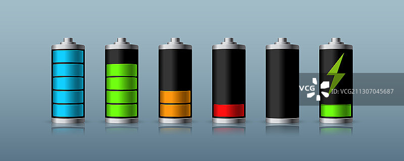 深色背景上的电池充电状态图片素材