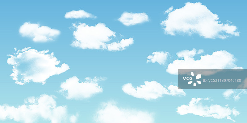 蓝色背景上的逼真孤立云朵套装图片素材