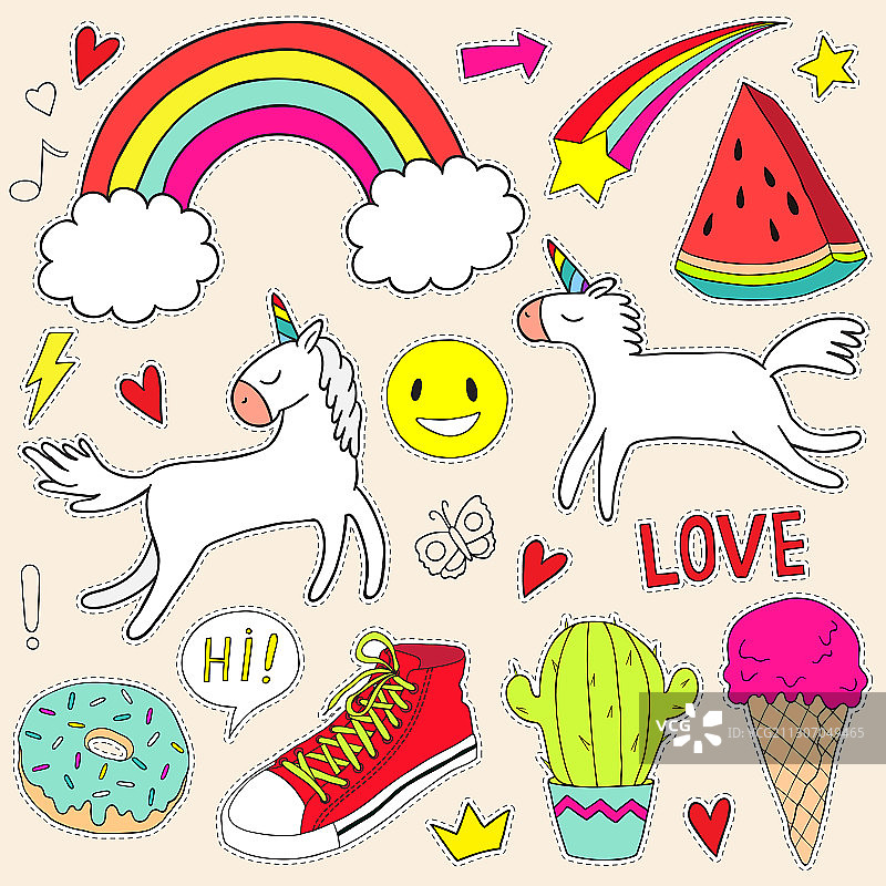 时尚贴纸套装图片素材