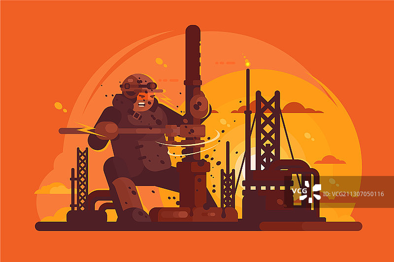 石油挖掘机工作场景图片素材