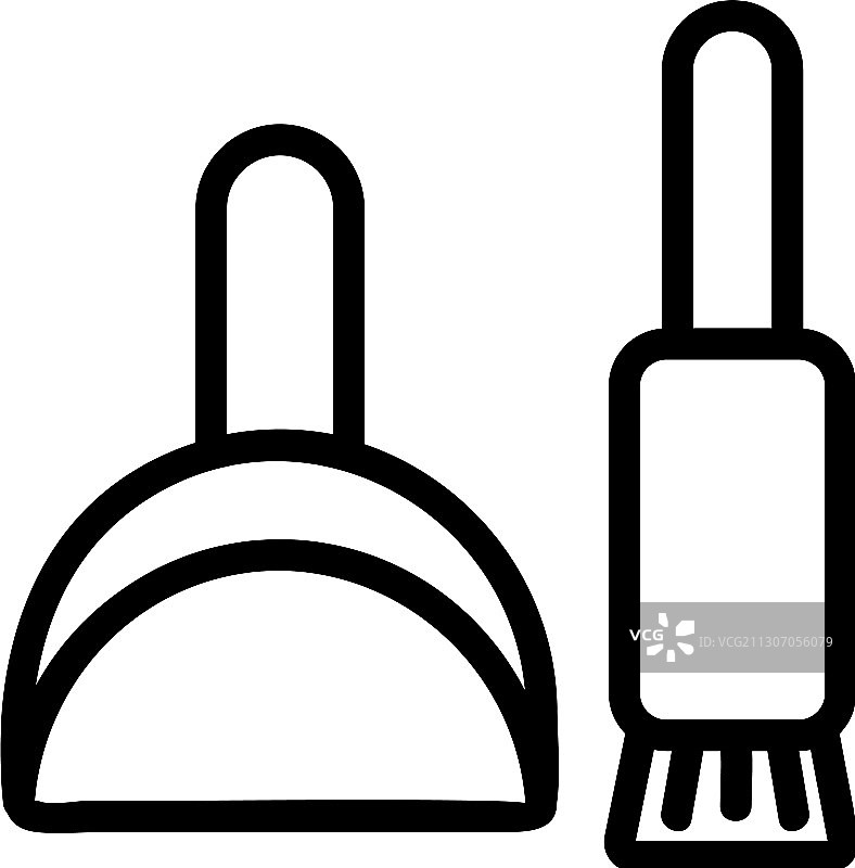 簸箕和刷子清洁工具轮廓图标图片素材