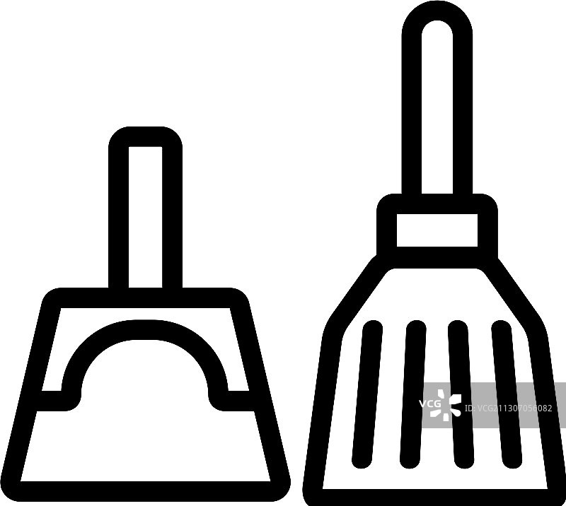 簸箕和刷子清洁工具图标图片素材