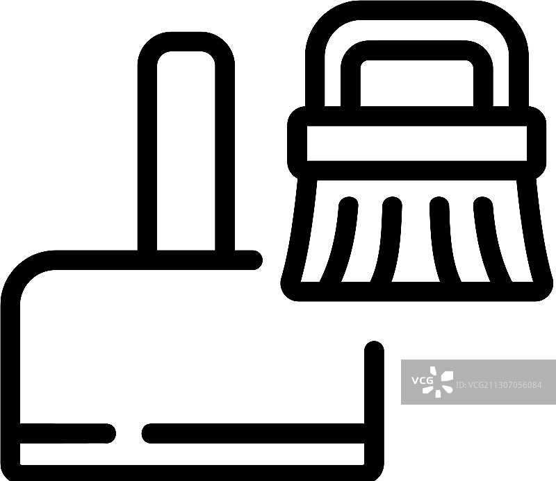 簸箕和刷子图标轮廓图片素材