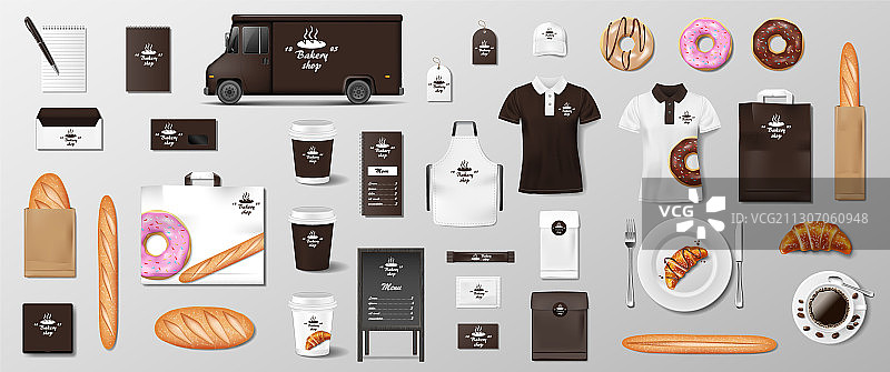 面包店咖啡馆品牌模型图片素材