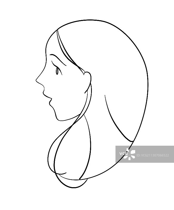 张嘴年轻女子侧面肖像图片素材