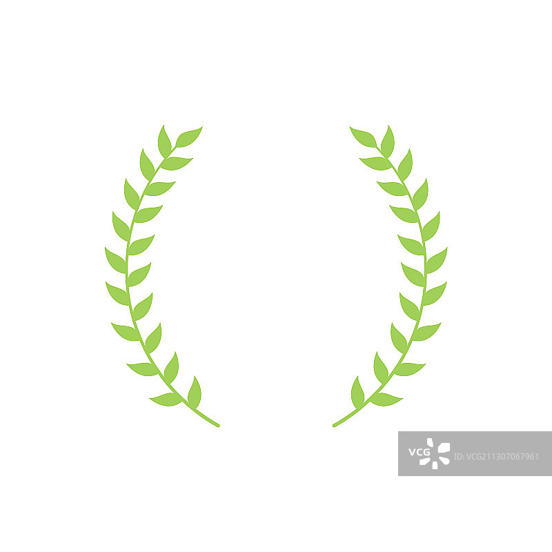 绿色月桂树剪影圆形边框图片素材