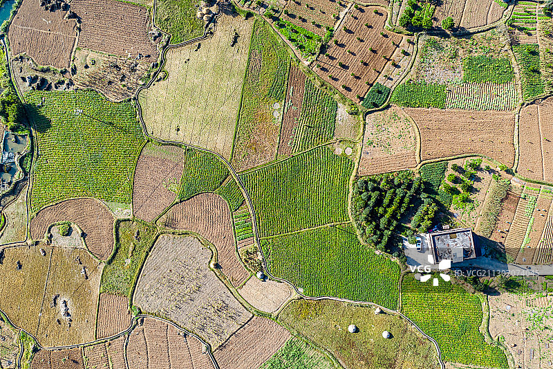 桂林阳朔农田航拍图片素材