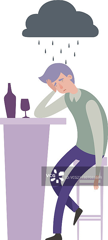 酗酒成瘾的悲伤沮丧男人隐喻图片素材