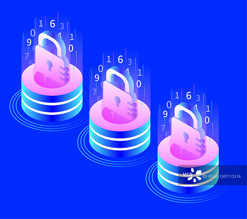 科技未来大数据加密矢量插画素材图片素材