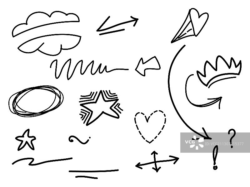 手绘抽象涂鸦元素合集图片素材