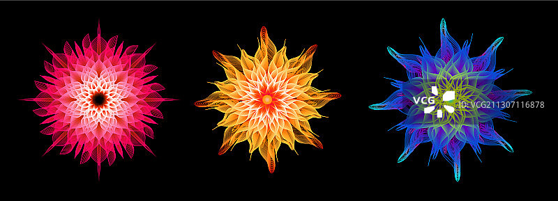 抽象3D迷幻几何花朵合集图片素材