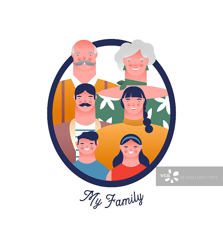 家庭人物相框图片素材