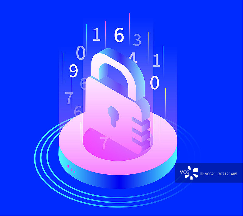 大数据数据加密矢量插画素材图片素材