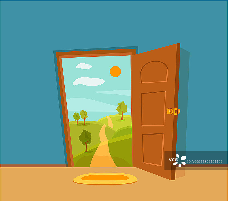 卡通彩色门图片素材