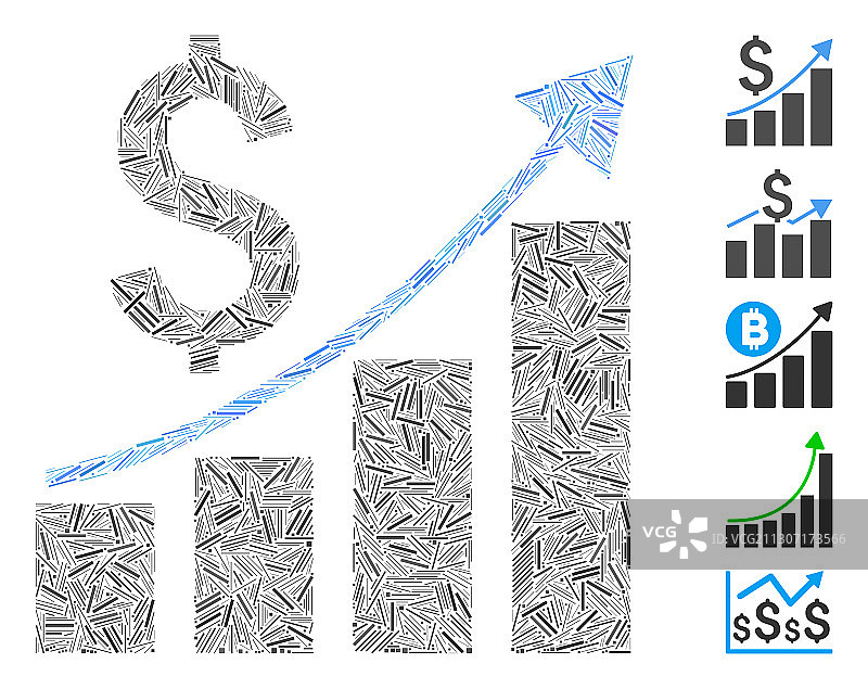 Hatch拼贴财务增长条形图图标图片素材