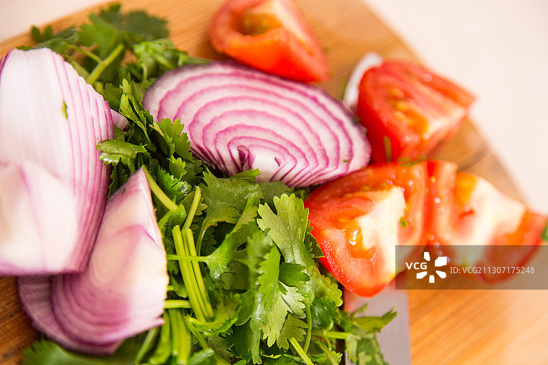 砧板上的蔬菜特写，墨西哥图片素材