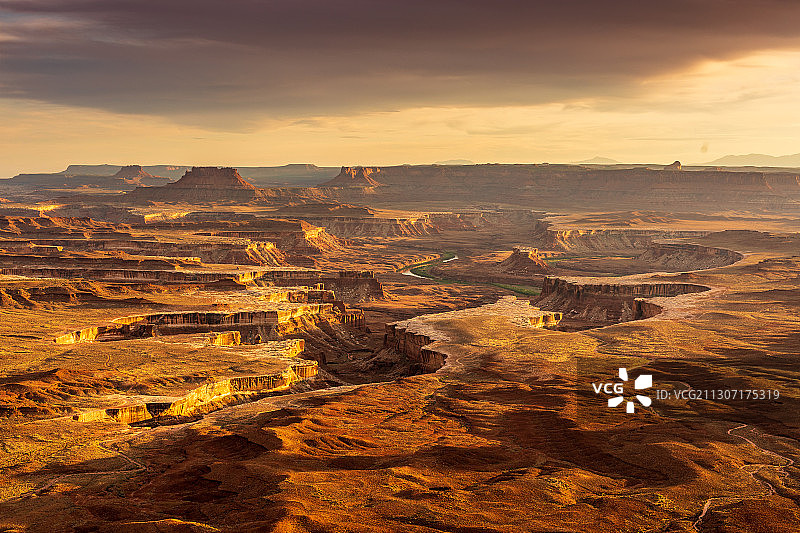 美国犹他州绿河日落景观航拍图片素材