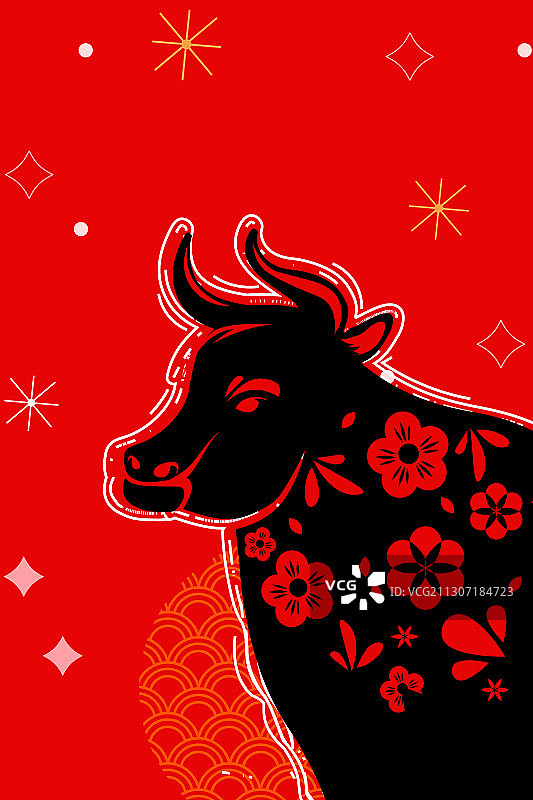 卡通春节牛年2021新年艺术字朋友传统习俗节日中国风矢量插画图片素材