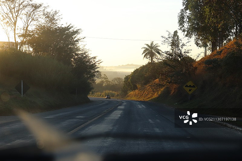 巴西米纳斯吉拉斯州的树木公路景色图片素材