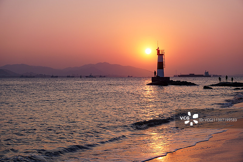 厦门鼓浪屿海边的日落图片素材