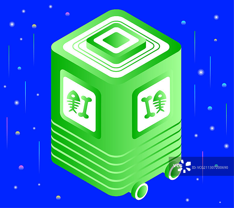 科技未来厨余垃圾智能分类绿色环保矢量插画图片素材