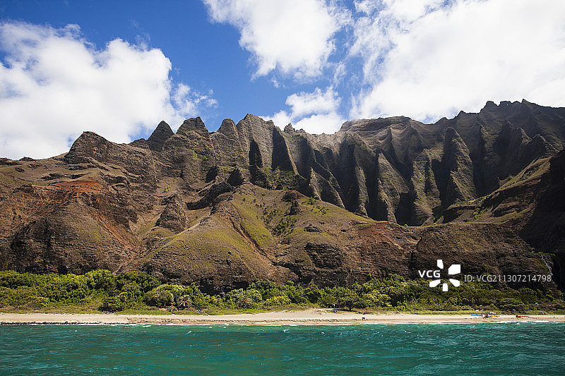 夏威夷可爱岛太平洋上的纳帕利悬崖图片素材