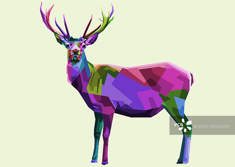 几何波普艺术风格的彩色鹿图片素材