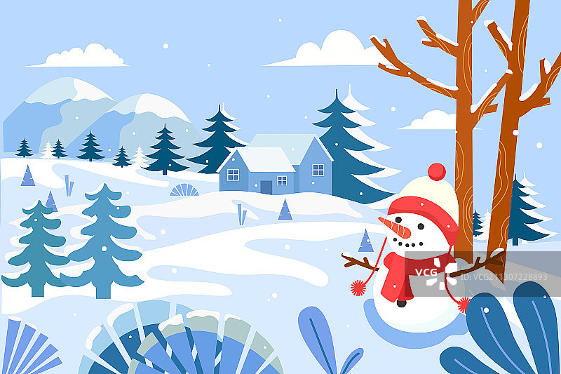 寒冷冬天雪后的美景图片素材