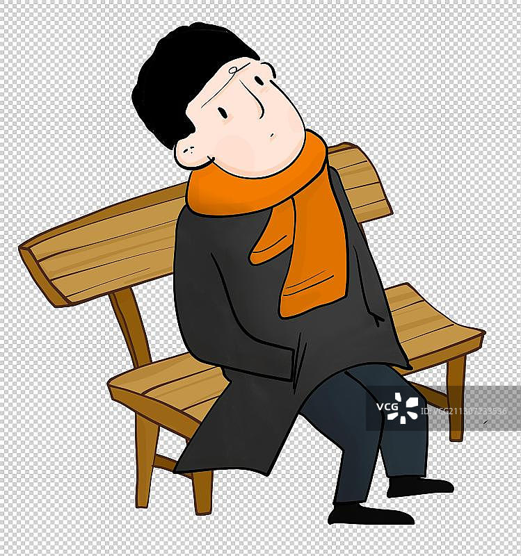 简约人物插画元素一个孤独的人图片素材